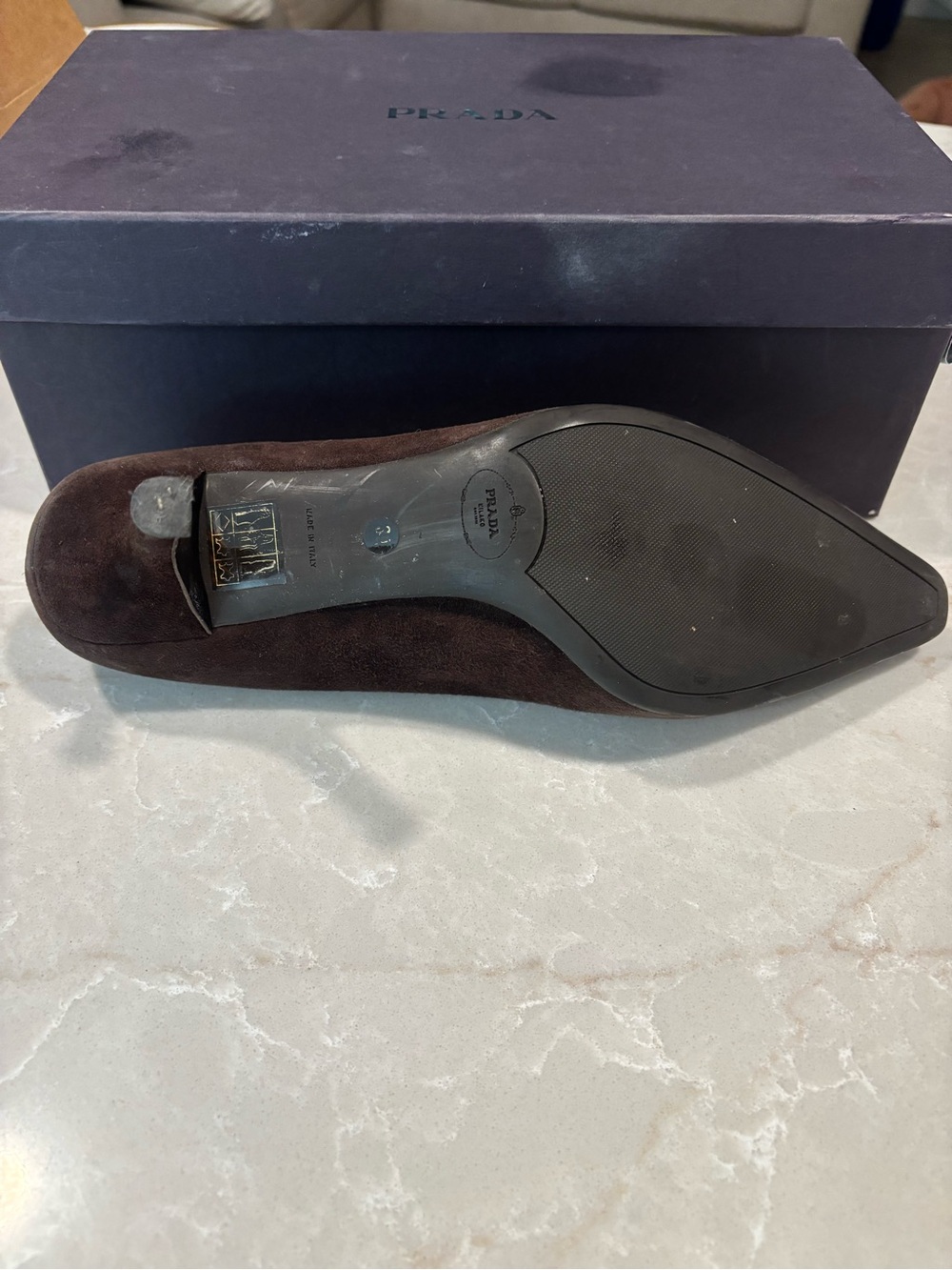 Prada Brown Suede Pointed Loafers - Picture 5 of 5
